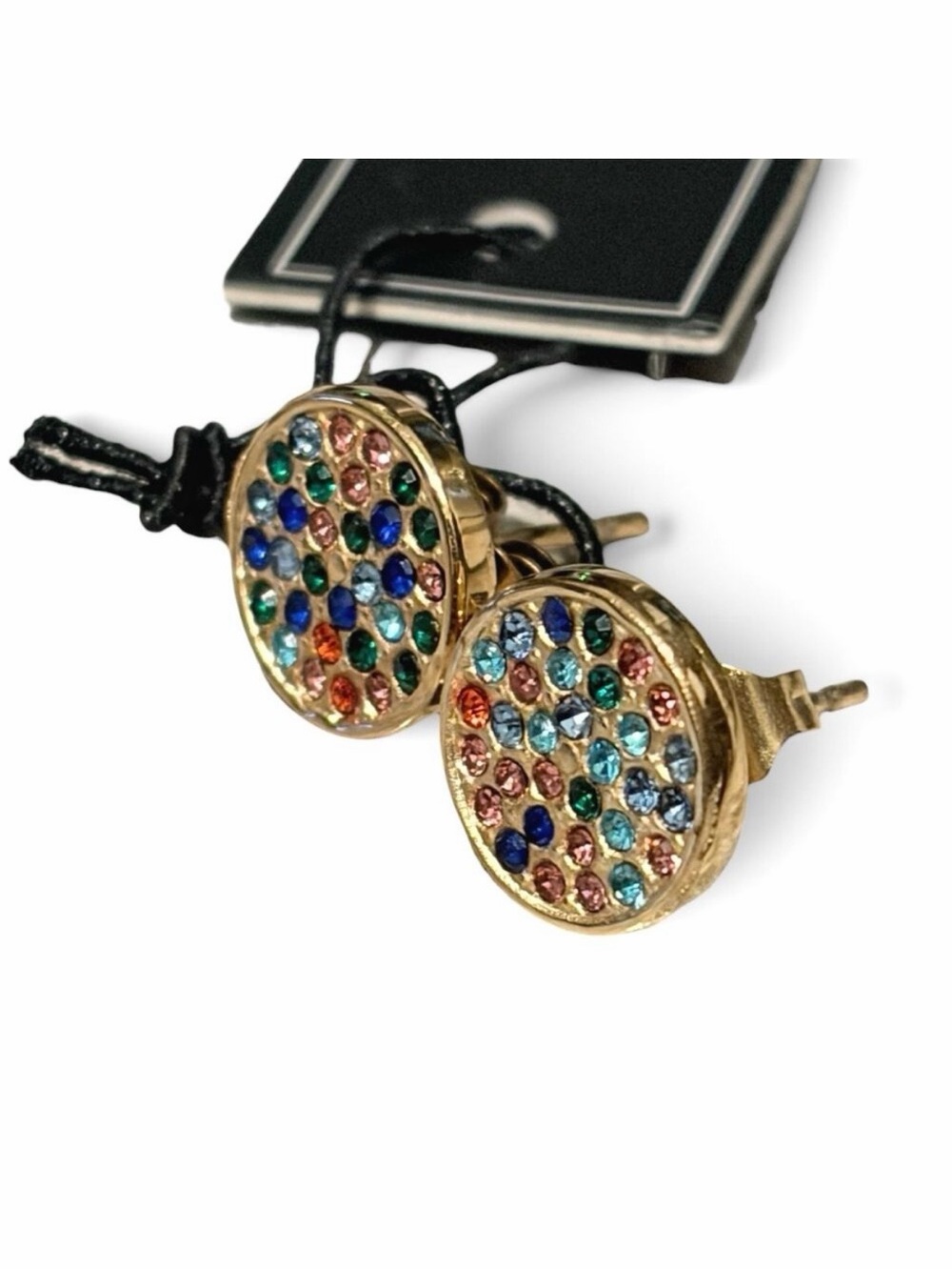 Talidara Multicolor Crystal Pave Gold Tone Stud Earrings New With Tags